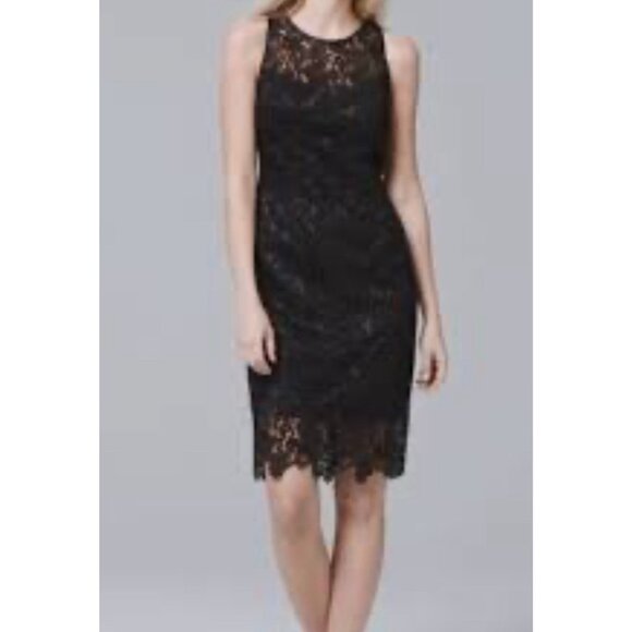 WHBM Dress 4 Black Lace Sheath Stretch Career Church Cruise Party Wedding - Picture 1 of 8
